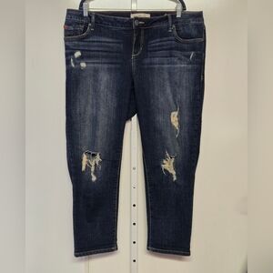 SLINK Curvy Dark Wash Skinmy Jeans w Distressing Sz 16 / XL